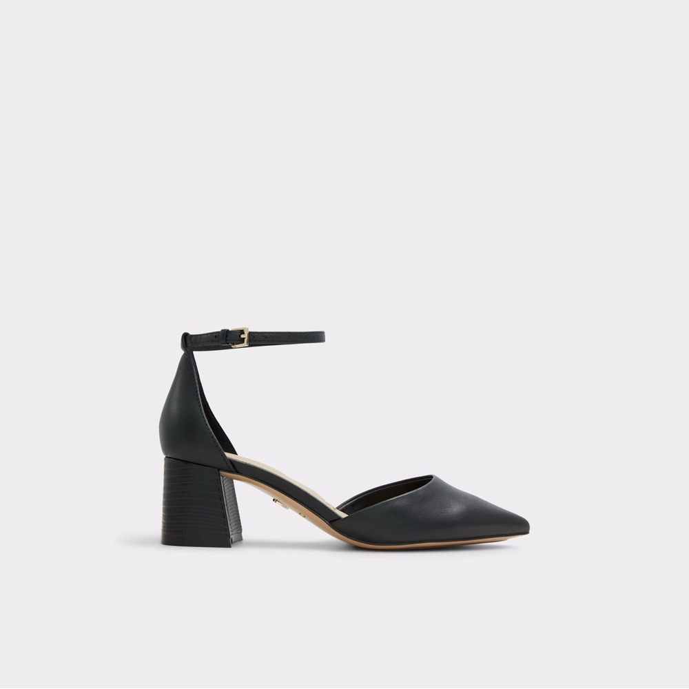 Elegant Black Ankle Strap Block Heels